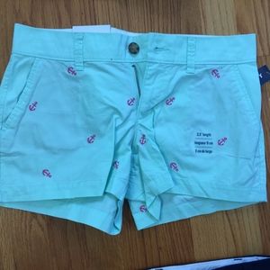 pink anchor, mint Old Navy chino shorts